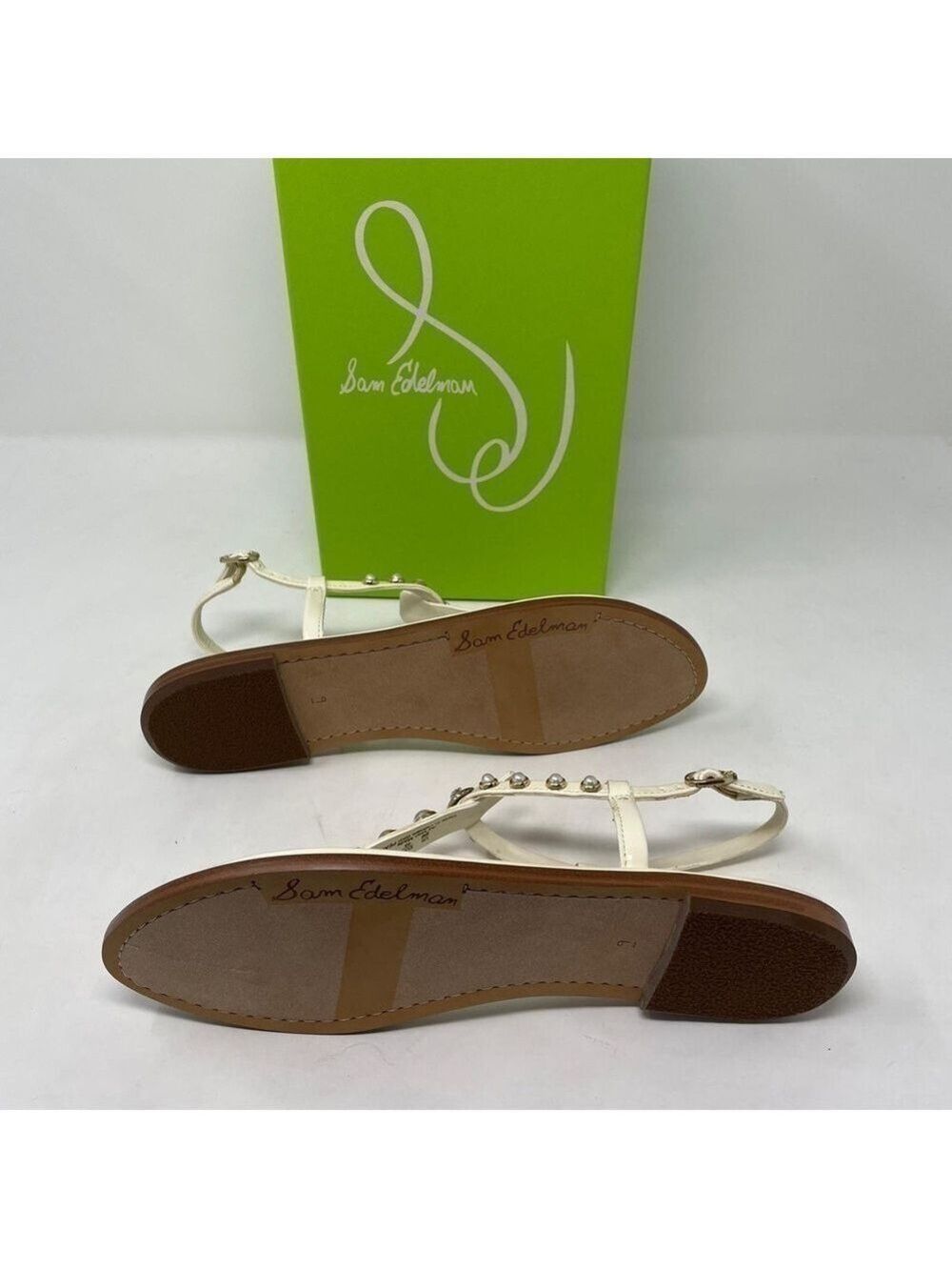 Sam Edelman Gigi Patent Pearl Embellished Thong T- Strap Sandals - NWT - Picture 10 of 11